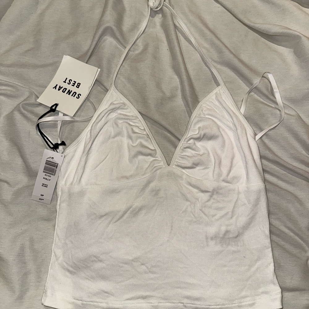 Aritzia Sunday Best White Halter Top